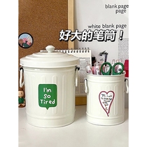 Art student pen holder iron art large American retro desktop trash can artistic dormitory makeup brush stationery storage