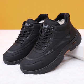 2025冬季新款老北京棉鞋加绒加厚防滑雪地靴厚底保暖一脚蹬爸爸鞋