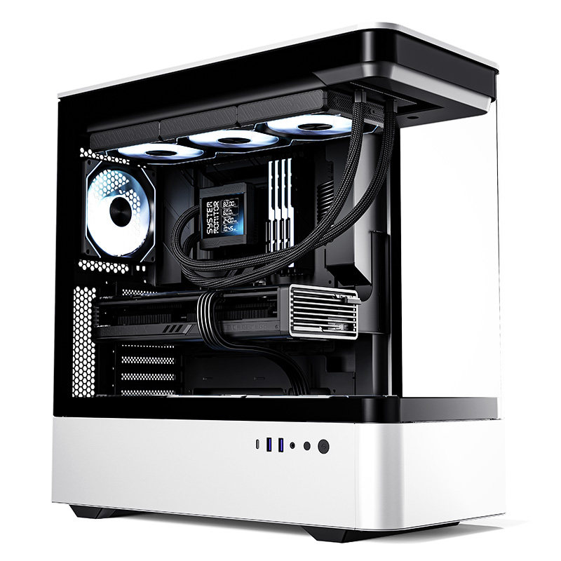 Корпус компьютера Quchuang ART ULTRA HM1 ATX AIR - цельный гиперболоидный стеклянный корпус компьютера