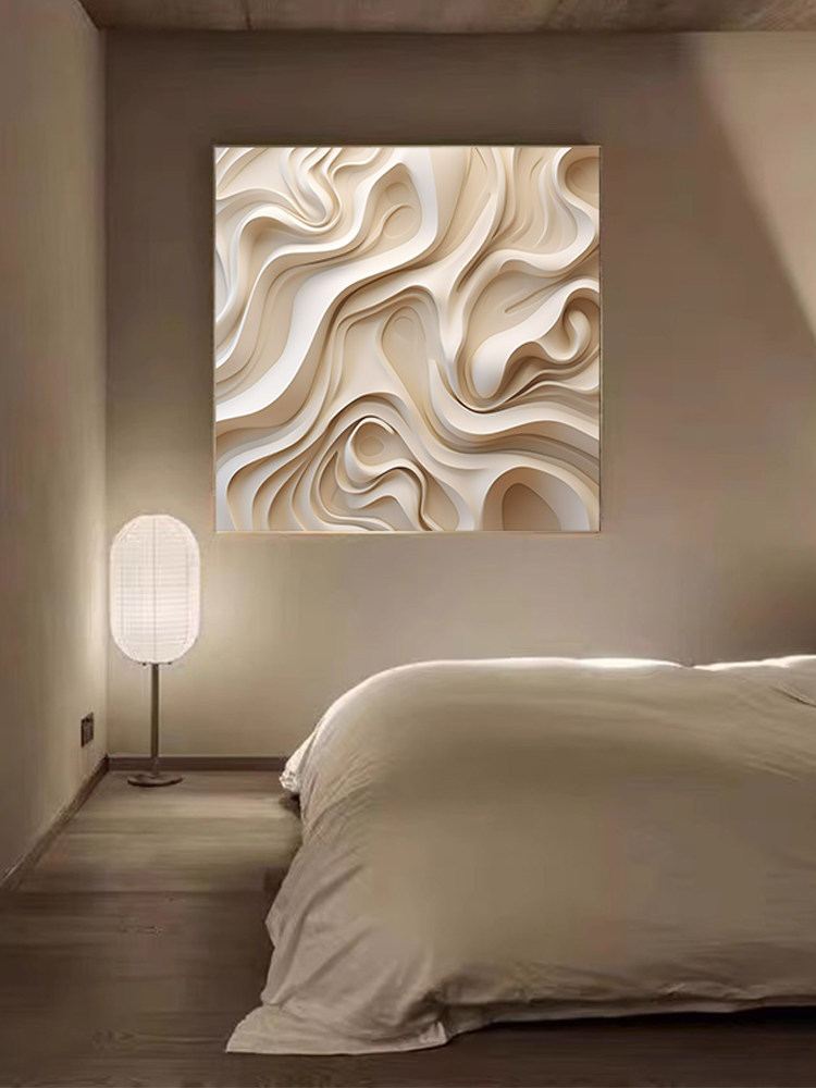 《逆光》侘寂风客厅装饰画极简肌理感抽象卧室餐厅走廊电表箱挂画详情6