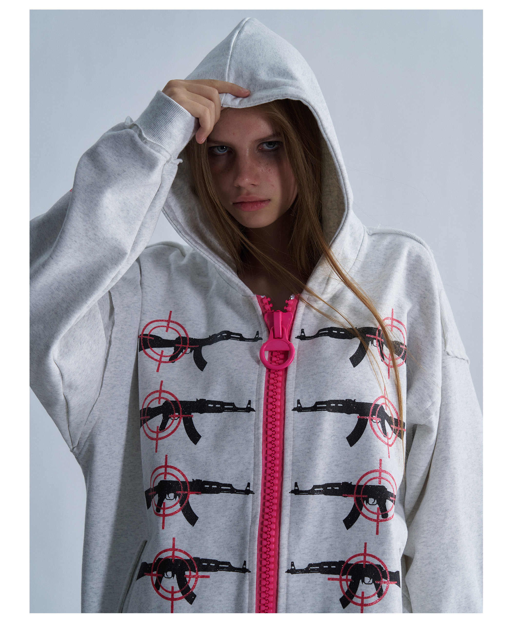 PAIKI Glitter Gun Zip-Up Hoodie