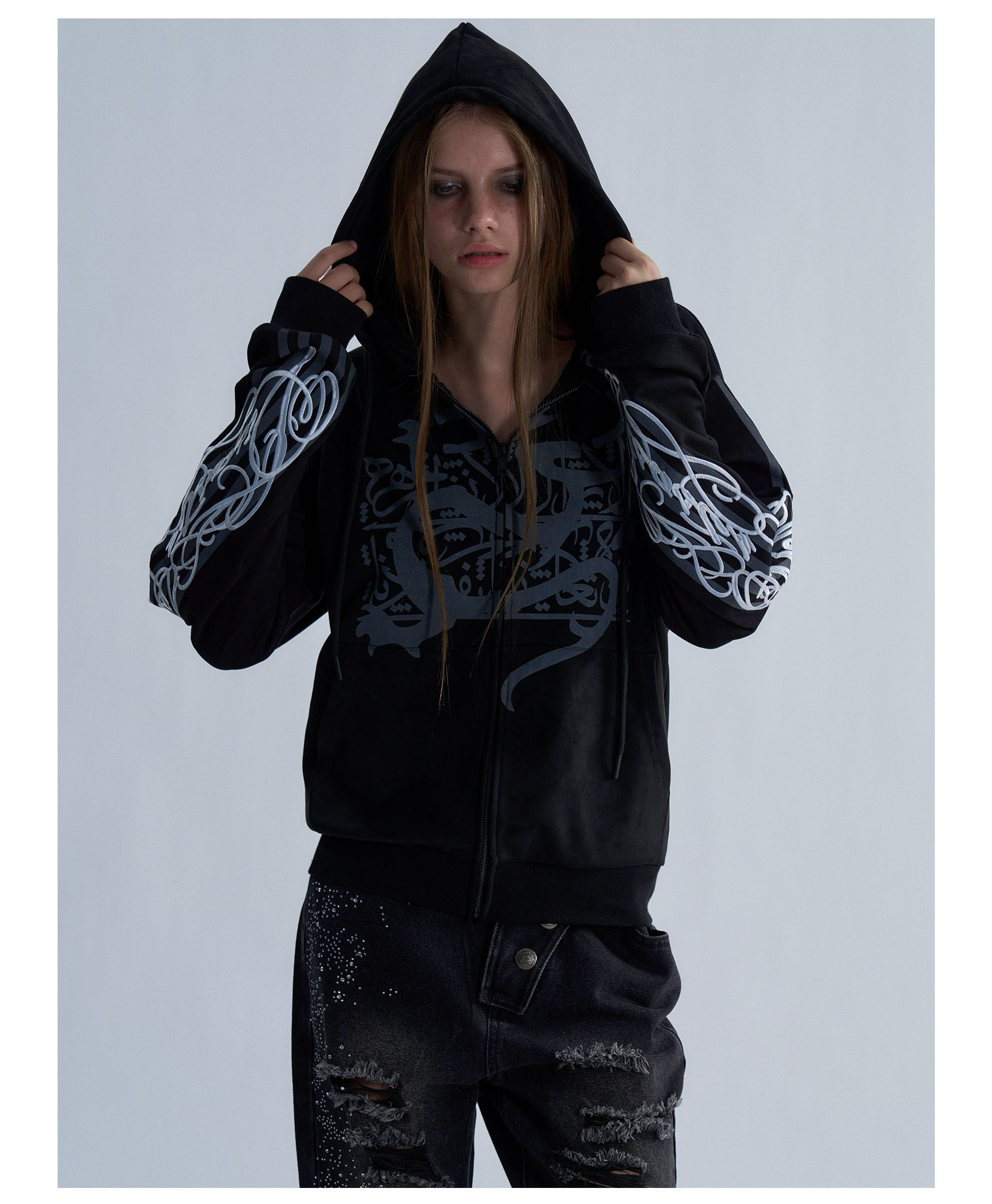 PAIKI Embroidered Studded Hoodie