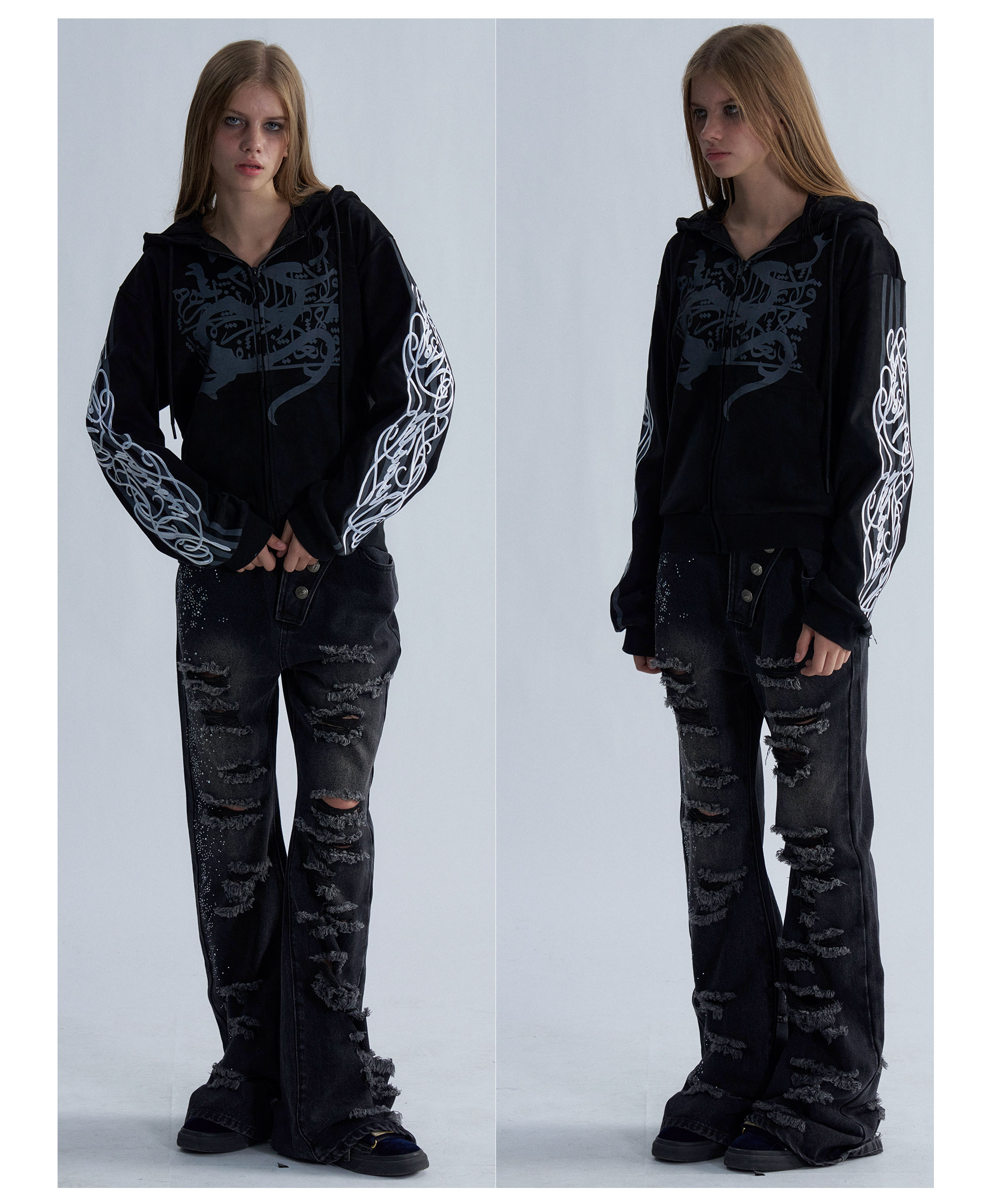 PAIKI Embroidered Studded Hoodie