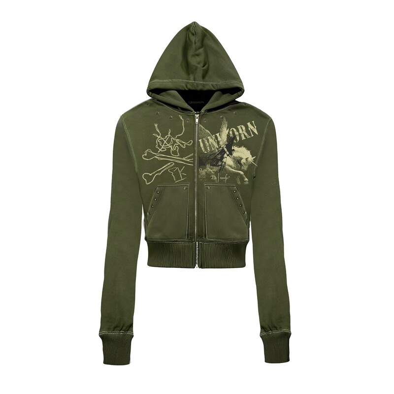 Paiki'Holy Feather Ember' Fantasy Unicorn Visual Style Cardigan Hooded Fleece Sweatshirt Casual Autumn Winter Men's Paiki'Holy Feather Ember' Fantasy Unicorn Visual Style Cardigan Hooded Fleece Sweatshirt Casual Autumn Winter Men's