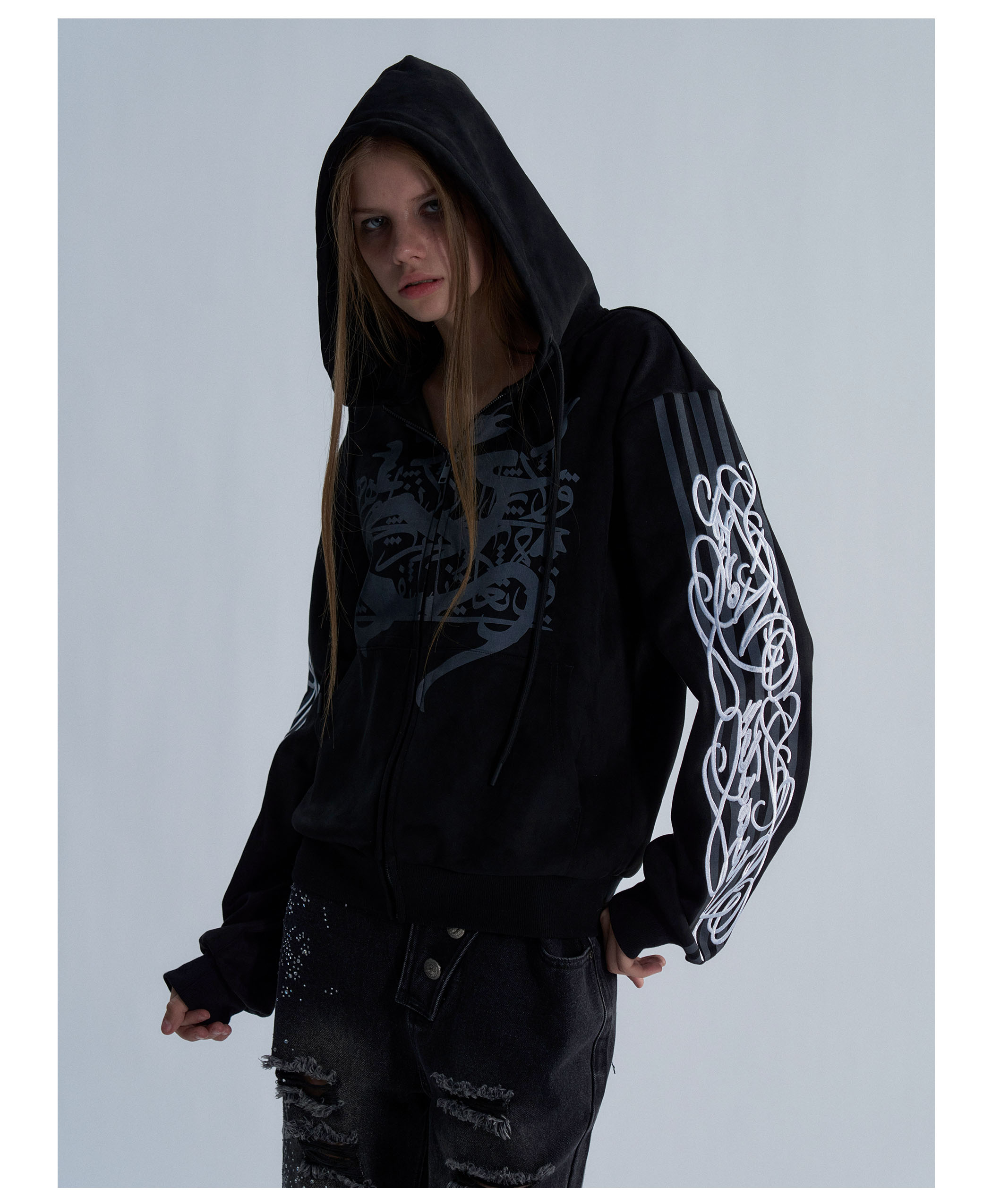 PAIKI Embroidered Studded Hoodie