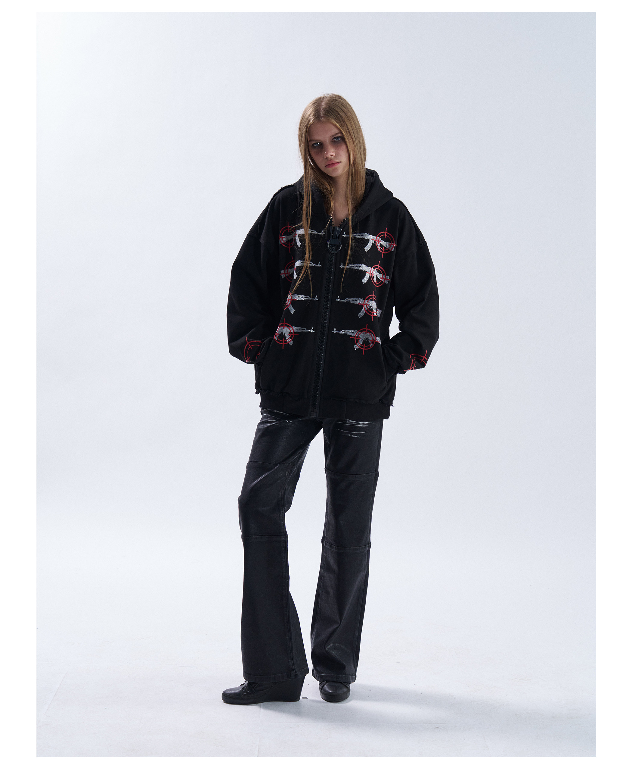 PAIKI Glitter Gun Zip-Up Hoodie