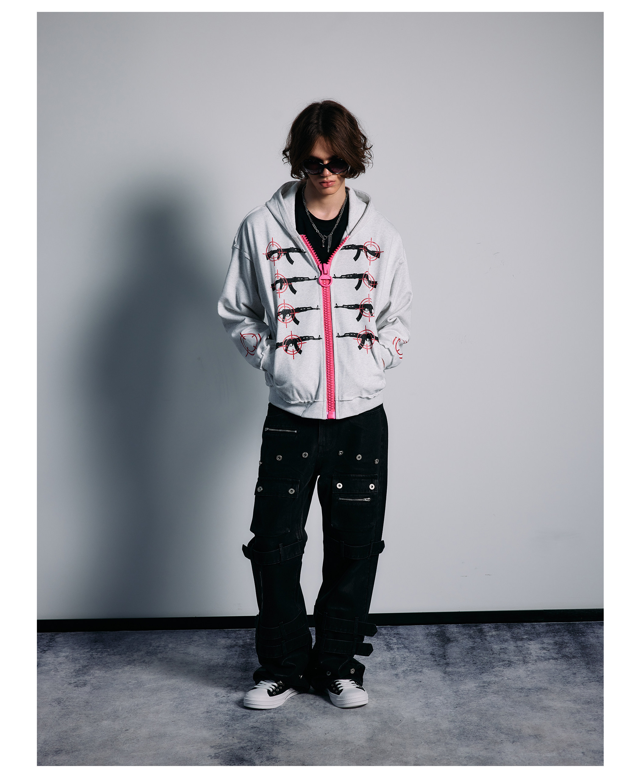 PAIKI Glitter Gun Zip-Up Hoodie