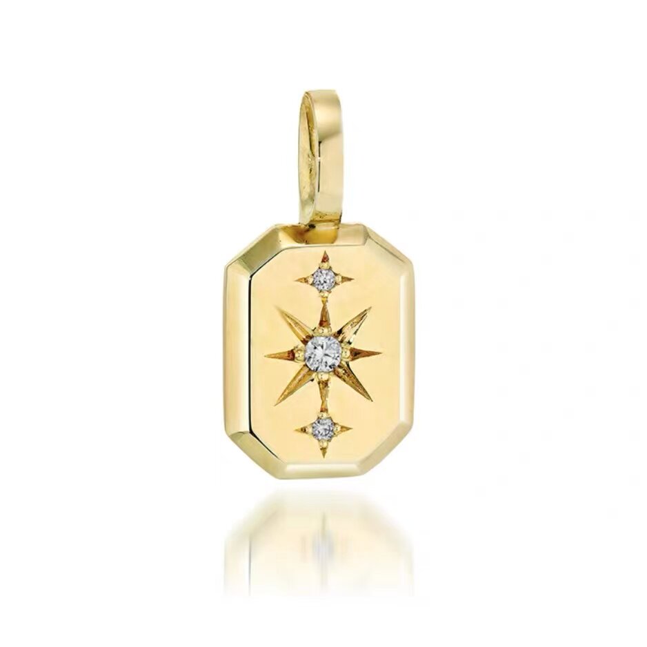 Diamond Octagonal Star Gold Medal Universal Pendant