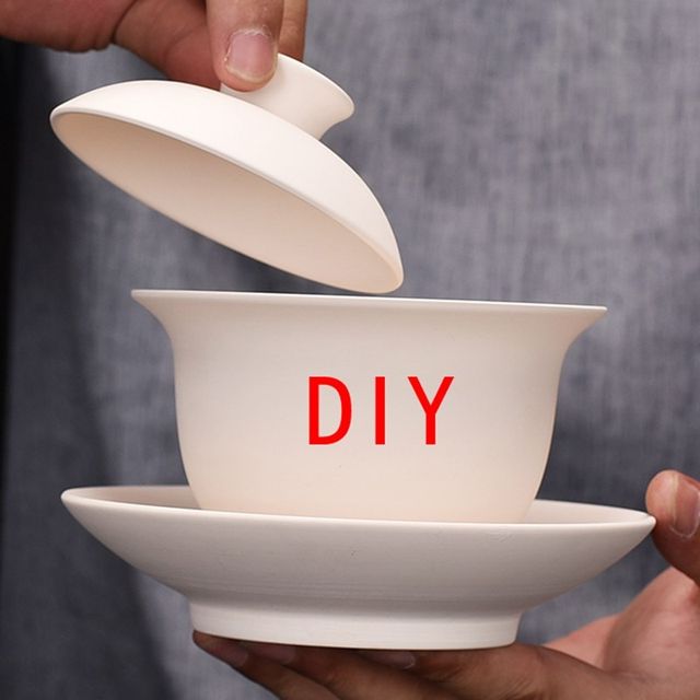 Extremely fast pottery blank cover bowl high white mud semi-finished bowl teaching painting plain O burnt mutton fat jade porcelain blank under glaze