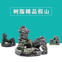 Small fish tank decoration Scape Stone Package Scenery Fake Mountain Stone Plastic Emulation Water Grass Shelter From House Aquarium Pendulum