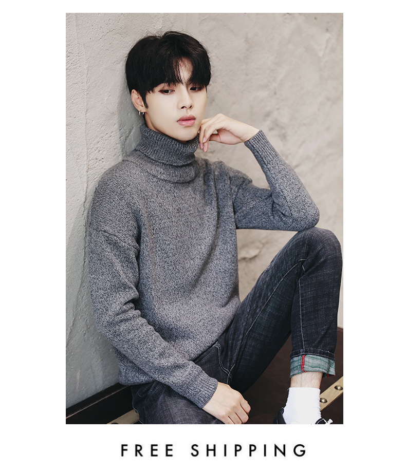 Áo len nam mùa đông nam Xu hướng dệt kim tuổi teen Áo len cao cổ Áo len dày của sinh viên Hàn Quốc áo len cardigan nam