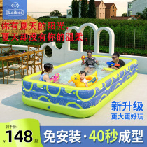 Solid color core flash-charged inflatable swimming pool childrens family square household portable foldable water play swimming pool