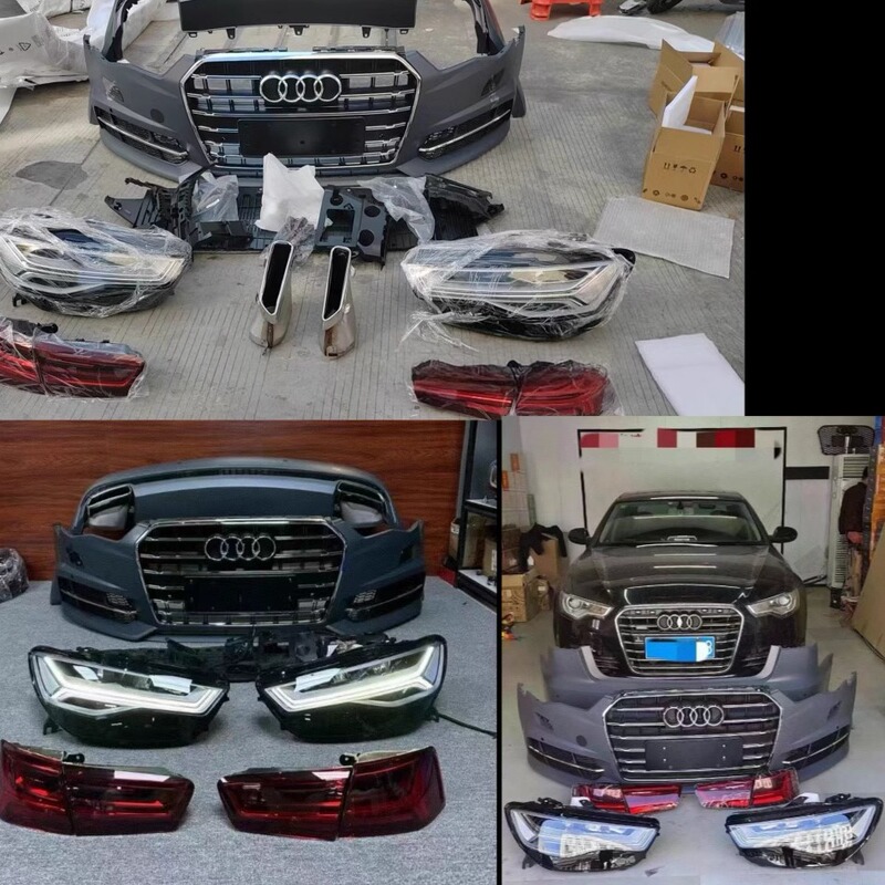 Audi A6 Old Model Upgraded to 18 New Model Rs6 Front and Rear Kit, High-End Led Headlights, Flowing Tail Lights, New Kit