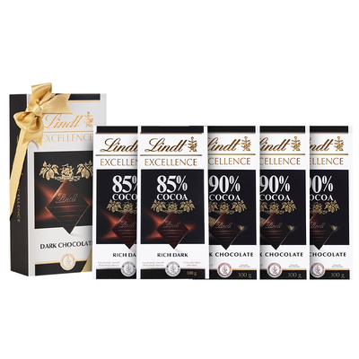 Lindt/瑞士莲特醇排装90%85%海盐黑巧礼盒