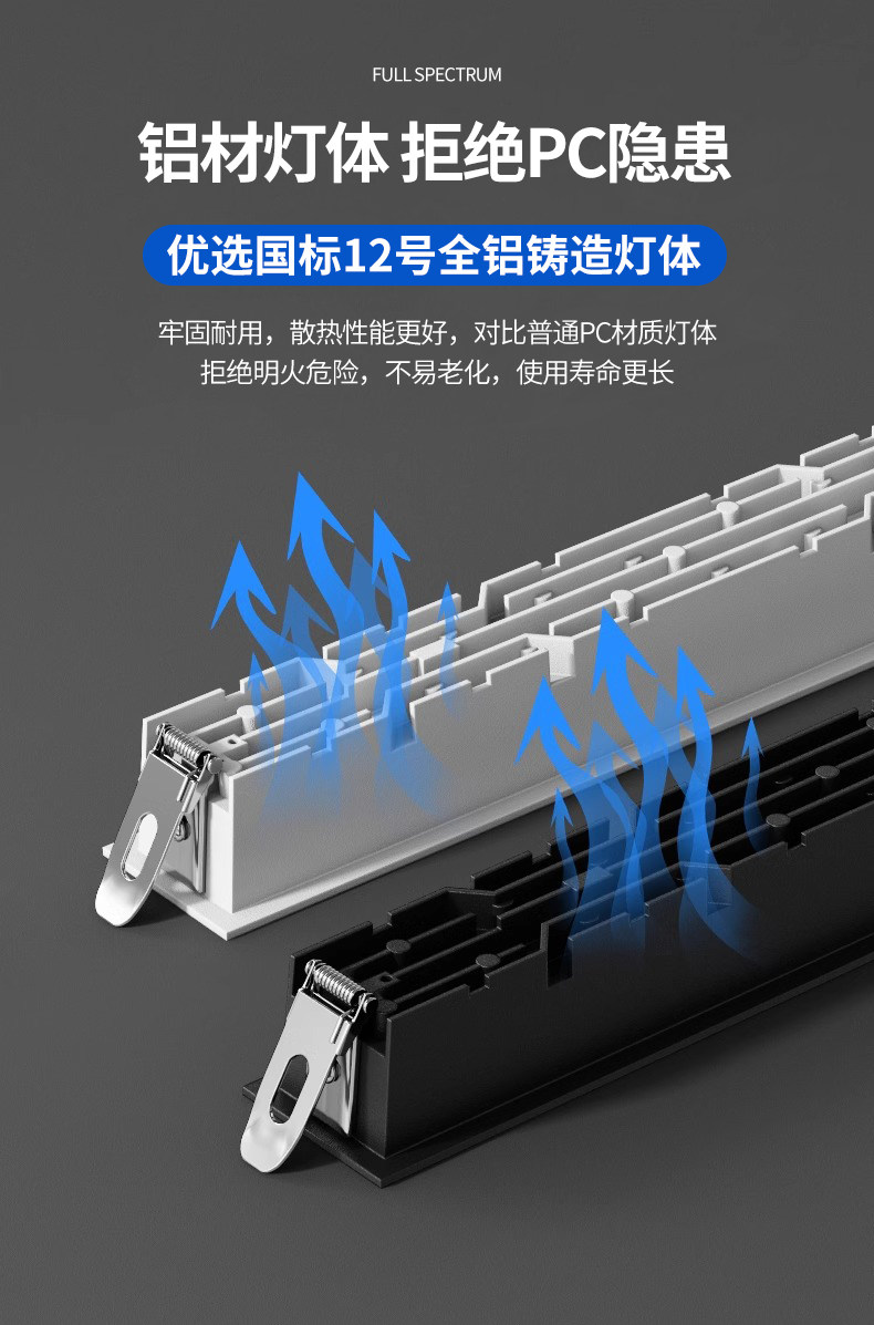 Сетка света 嵌入式长条格栅灯led灯斗胆灯防眩射灯线条灯客厅灯条线性无主灯