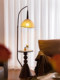 French-Style Living Room with Mid-Century Floor Lamp and Integrated Shelf, Minimalist Fishing Lamp, Bedroom Bedside Ambient Light Casa