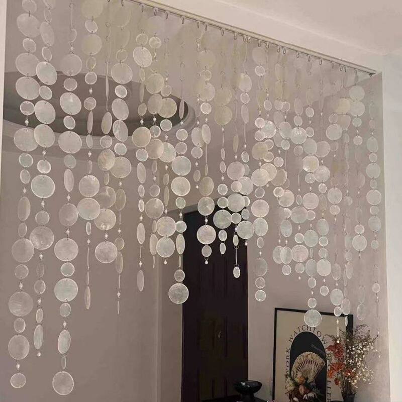 Shell Door Curtain, Shell Discs, French-Style Dreamy Pearl Curtain, Romantic Wedding Stage Props, Partition Decoration, Beaded String