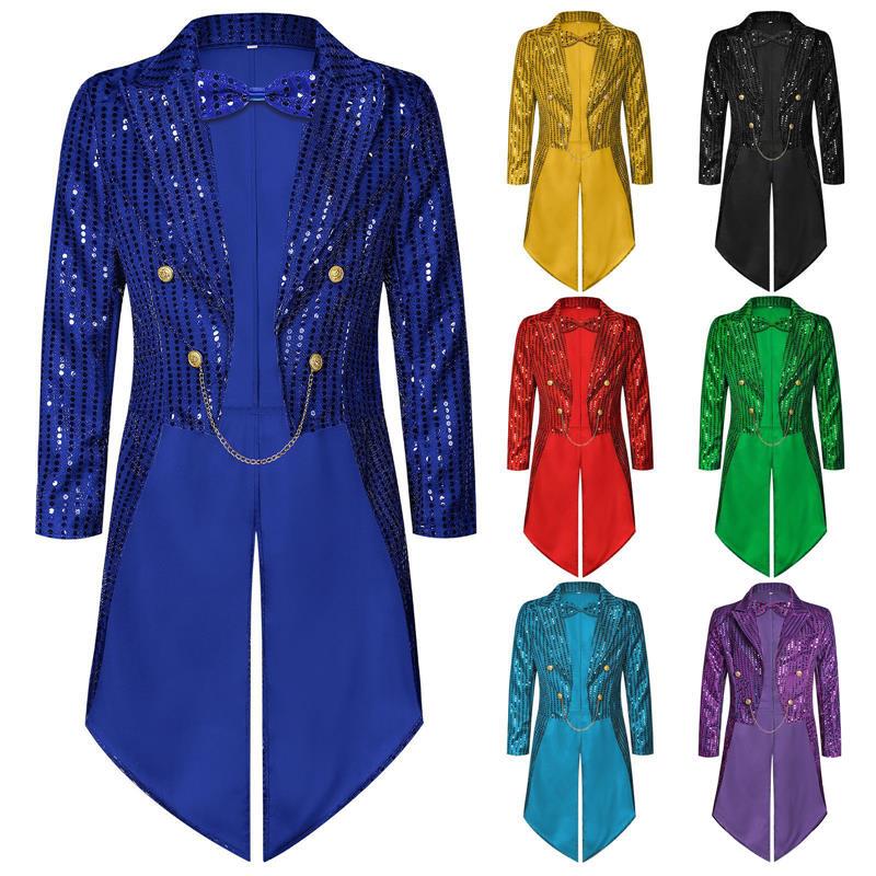 Carnival St. Patrick's Day Irish Green Flowing Tuxedo Adult Sequin Flashing Tuxedo Jacket