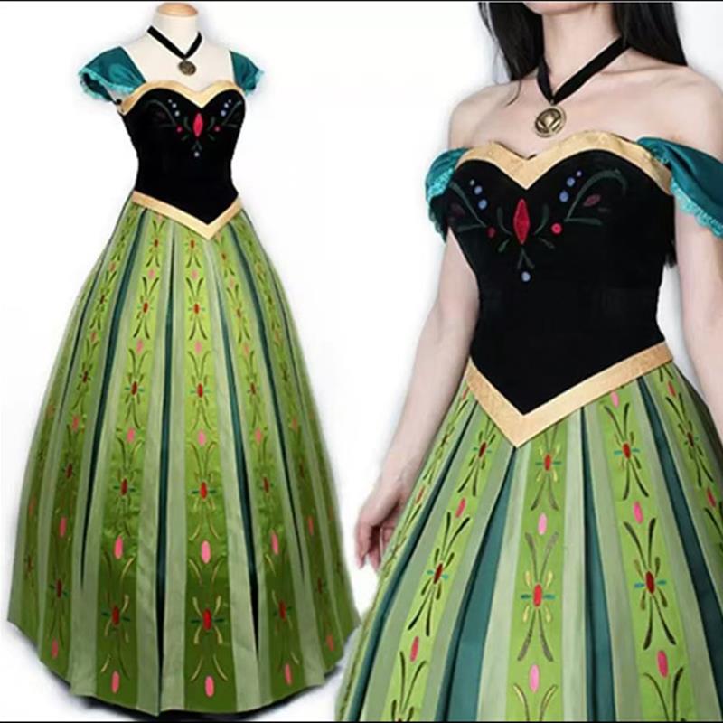 Halloween Frozen 2 Classic Anna Cosplay Masquerade Stage Performance Coming-Of-Age Ceremony Costume