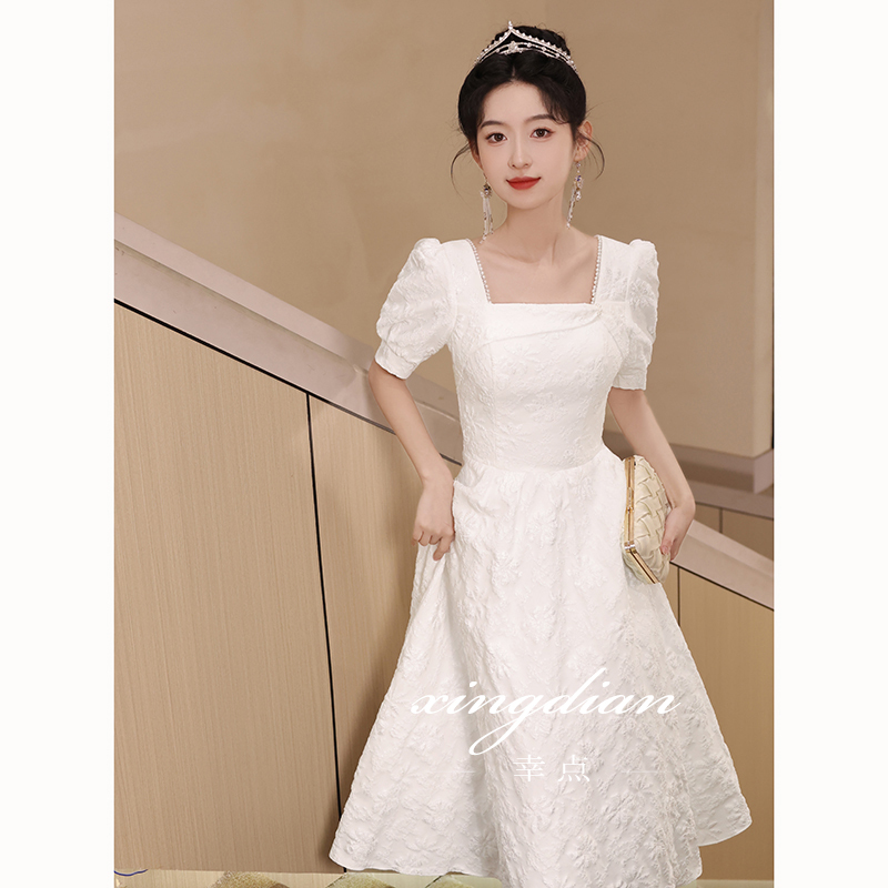 Evening Dress for Women, Light Luxury, Niche, High-End, White, Suitable for Everyday Wear, Suitable for Marriage Registration, White Dress for High School Students, Coming-Of-Age Ceremony, Girls