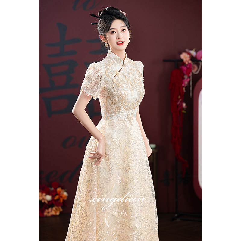Cheongsam Evening Dress for Women, High-End, Light Luxury, Niche, Classy, New Chinese Style, Bride, Engagement, 18Th Birthday, Coming-Of-Age Ceremony, Girl