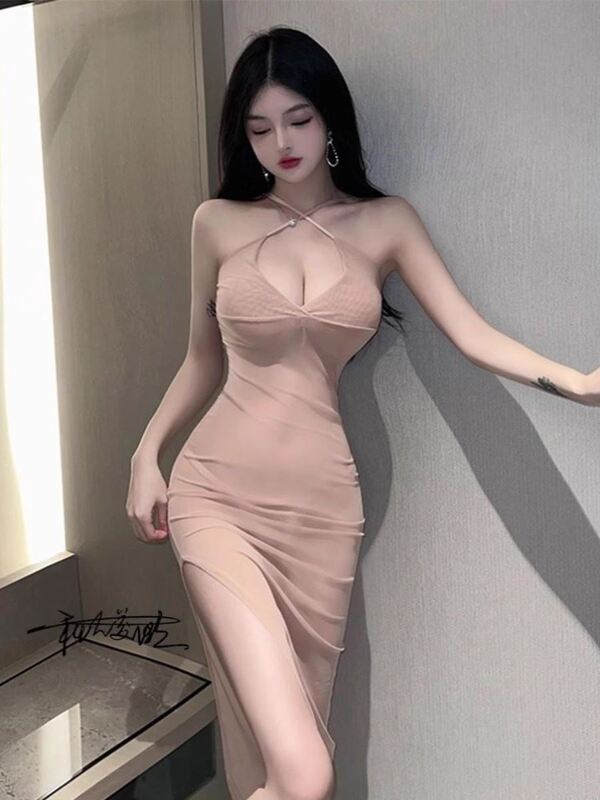 Sexy Cheongsam Uniform, New Chinese Style Hot Girl Macaron-Colored Dress, Hip-Hugging Starry Tulle Skirt, One-Piece Short Skirt Sexy Cheongsam Uniform, New Chinese Style Hot Girl Macaron-Colored Dress, Hip-Hugging Starry Tulle Skirt, One-Piece Short Skirt