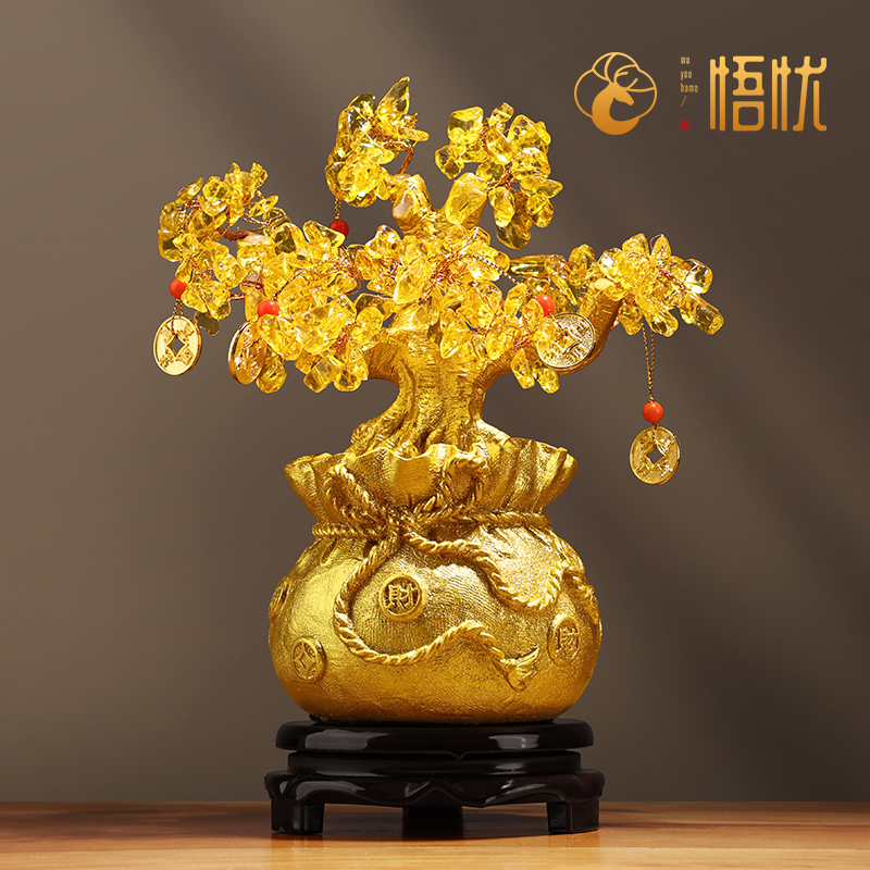 High-End Money Tree Fortune Ornament, Money Tree for Living Room and Wine Cabinet Decoration, High-End Store Cash Register Opening Gift