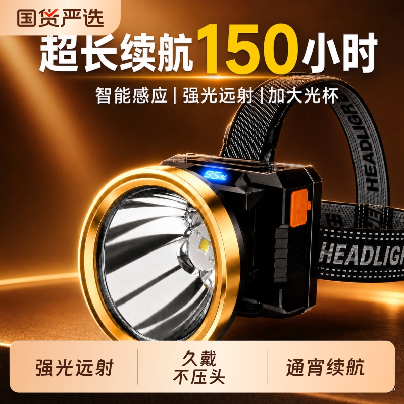 Night Fishing Headlamp, Head-Mounted Strong Light Rechargeable Ultra-Bright Outdoor Flashlight with Long Battery Life, Light-Sensing Special Lighting Night Fishing Headlamp, Head-Mounted Strong Light Rechargeable Ultra-Bright Outdoor Flashlight with Long Battery Life, Light-Sensing Special Lighting