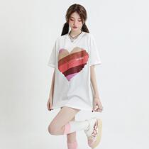 Couple T-shirts for men and women summer pure cotton T-shirts for men and women creative printing loose and slim round neck short-sleeved tops