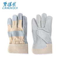 Labor protection good half leather gloves two-layer natural color leather welder labor protection gloves wear-resistant short style 1 pair