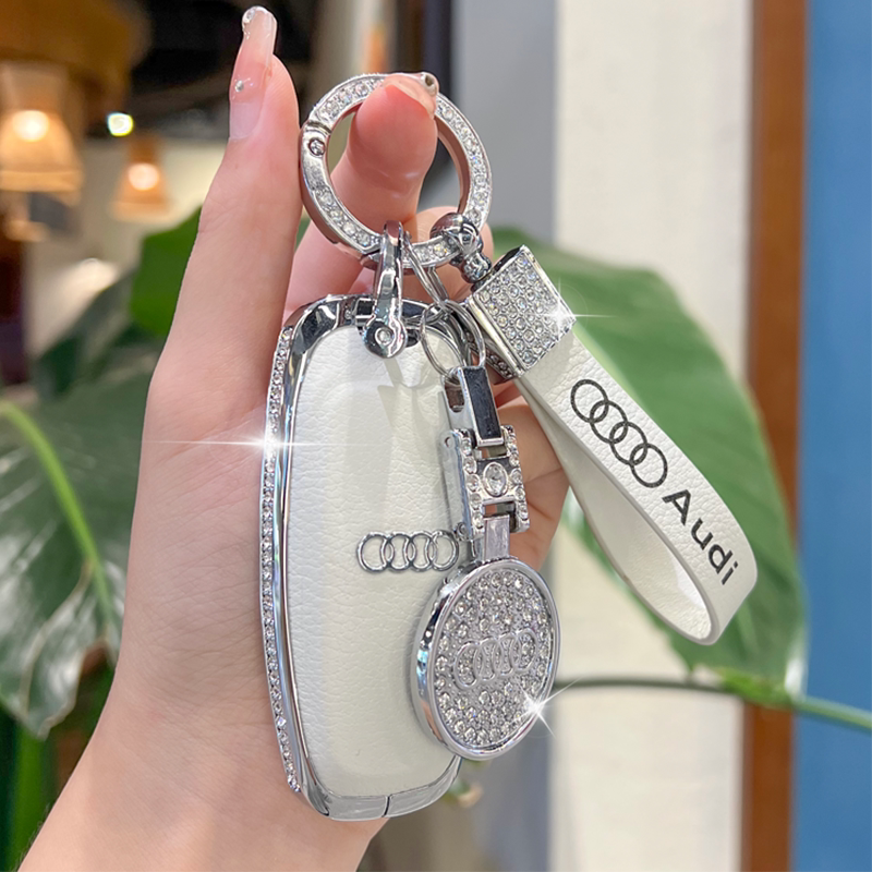 Suitable for Audi A6L Key Case, New A4L/Q5L/A3L/Q3/Q2L/A5/Q7/A8 Women's Car Key Holder, Genuine Leather Case