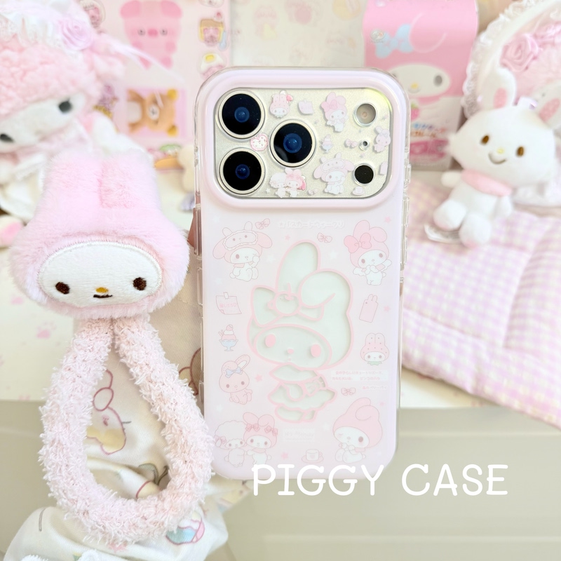 Piggycase•Original Fine-Cut Hollow-Out My Melody Star Cartoon Cute Couple ins Best Friend Girly Double-Layer Suitable for Apple 17 Pro Max Phone Case New iPhone 17 Pro