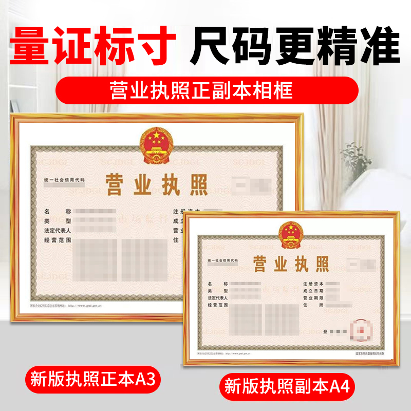 Business License A3 Award Certificate Frame for Wall Hanging, Health License Photo Frame A4 Copy, Simple Calligraphy Children's Picture Frame