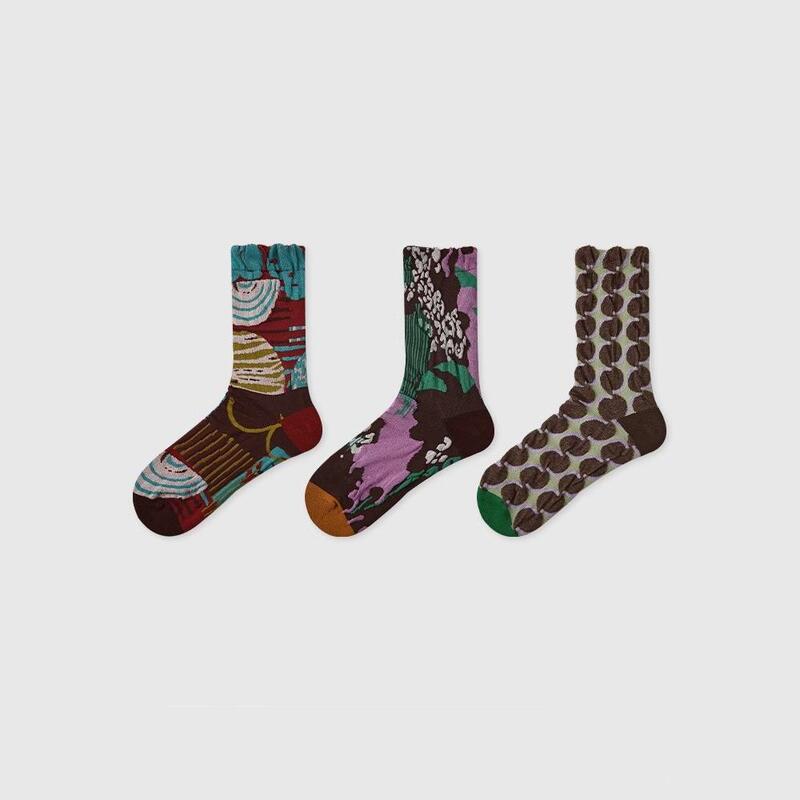 Cqueenknessn Retro Socks for Women 2026 New Style Slouch Socks ins Embossed Women's Socks Autumn and Winter Mid-Calf Socks