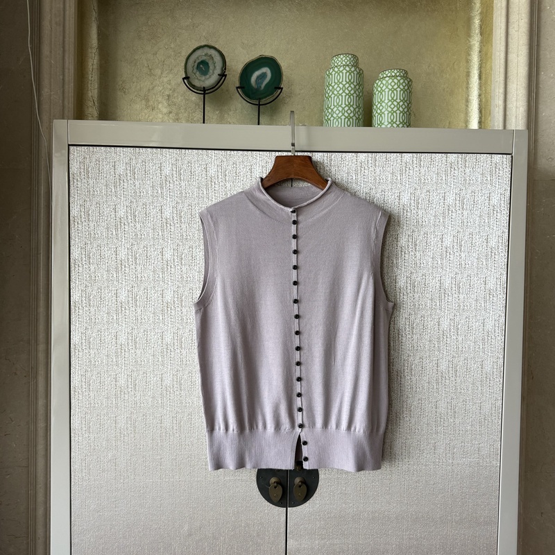 【Qian Guo】Wool Knit Cardigan Sleeveless Solid Color Versatile Elegant Casual Women's Fashion Simple