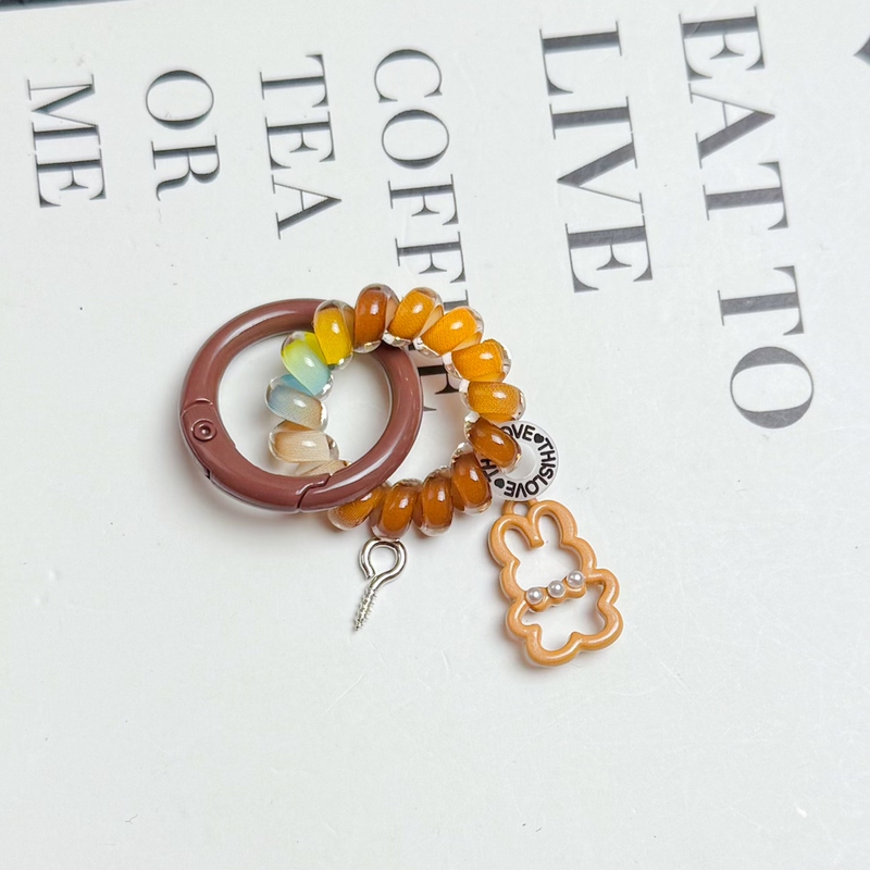 S-Size Cute Keychain Phone Cord Hair Tie Finished Hair Rope with Cute Alloy Pendant【Coffee Color Series】 S-Size Cute Keychain Phone Cord Hair Tie Finished Hair Rope with Cute Alloy Pendant【Coffee Color Series】