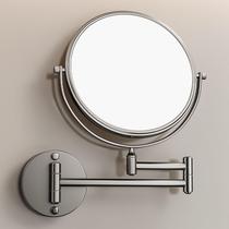 IKEA gun gray bathroom retractable wall-mounted makeup mirror bathroom punch-free beauty mirror folding hotel magnifying mirror