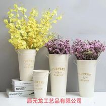 Internet celebrity large vase decoration living room flower arrangement high-end niche retro green plant floor-standing light luxury high-end wake-up flower bucket