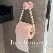 Pearl string chain paper towel holder bathroom roll paper holder bedroom wall hanging no punching art simple style storage rack