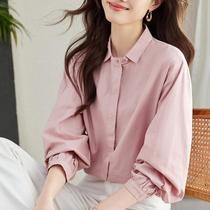 New 2024 spring pure cotton long-sleeved shirt for women niche design door towel craft shirt for women