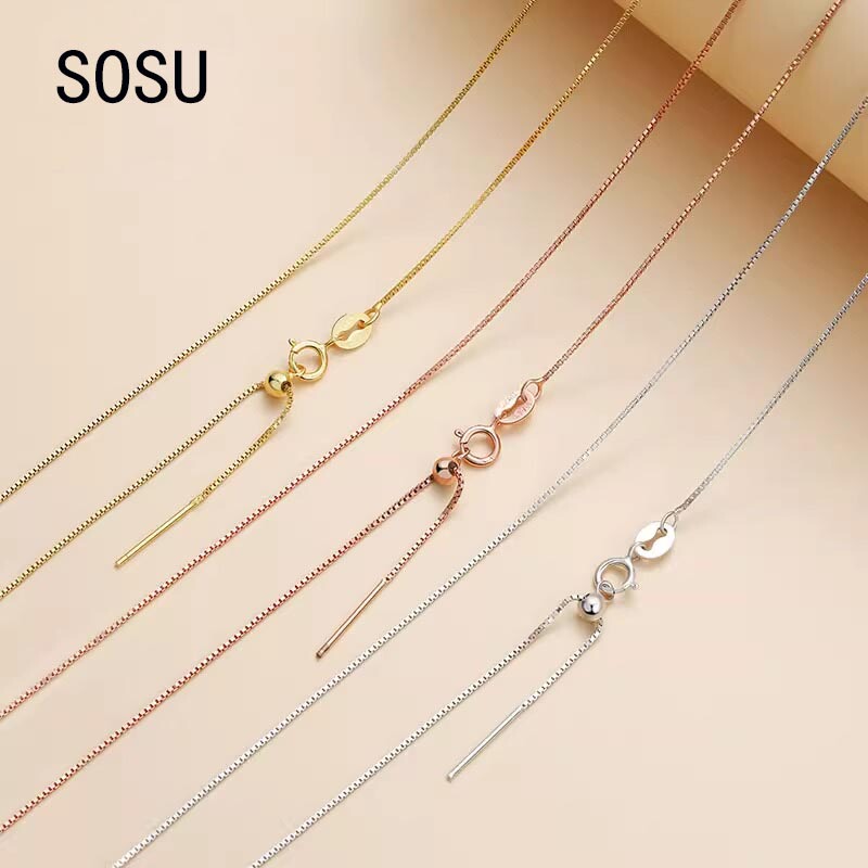 18K Gold Pin Chain Needle-Type Beading Cord 925 Sterling Silver Necklace Plain Chain Pearl Chain DIY Accessories
