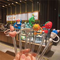 Glass straw mouth dust-proof plug dust-proof and environmentally friendly cute girl straw cap silicone universal accessories dust cap