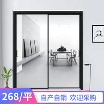 16 extremely narrow frame glass kitchen sliding door hanging wheel three or four linkage sliding door balcony simple aluminum alloy door customization