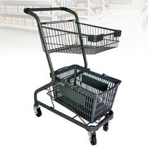 Supermarket trolley shopping cart Japanese-style double-layer basket cart KTV special trolley convenience store small shopping cart