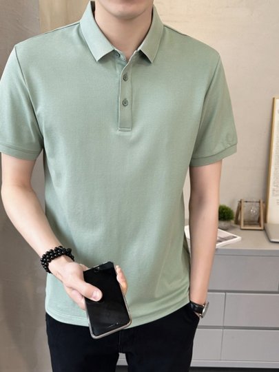 Shanshan official flagship store official website POLO shirt men's lapel pique cotton short sleeves 2024 new trend solid color T