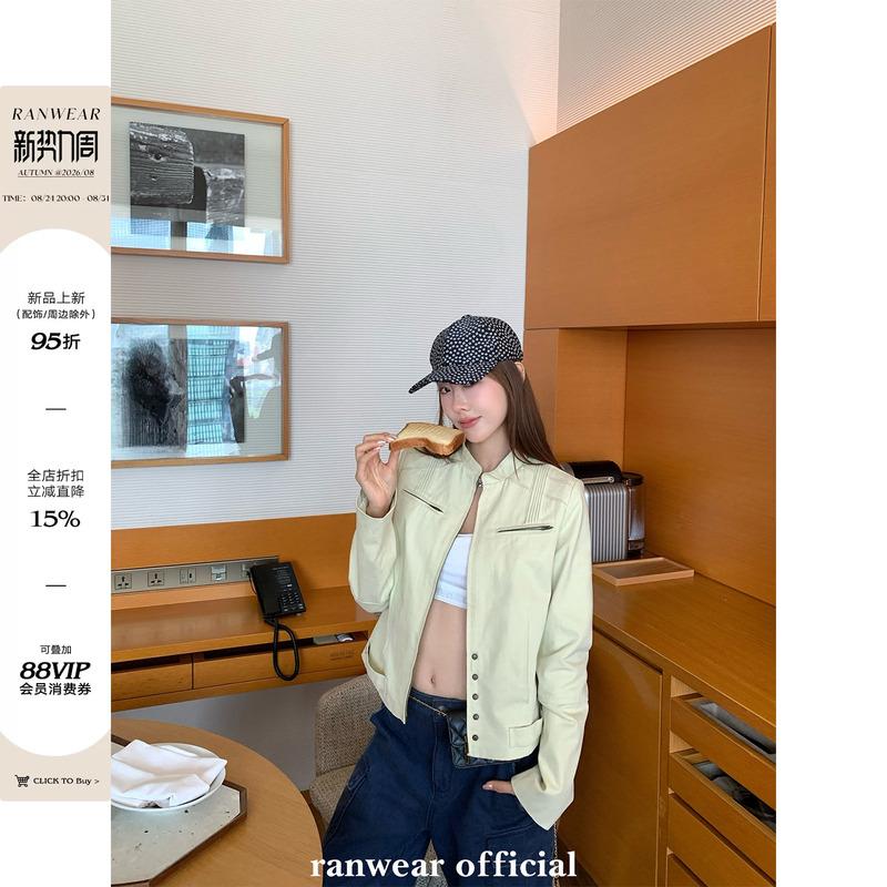 Ranwear【Talent Jacket】100% Cotton Niche Design Versatile Casual Stand-Up Collar Workwear Jacket Coat Ranwear【Talent Jacket】100% Cotton Niche Design Versatile Casual Stand-Up Collar Workwear Jacket Coat
