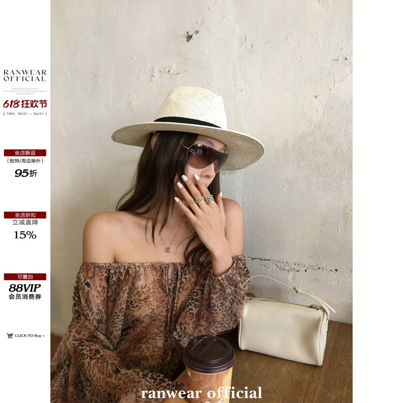 Ranwear'Romantic' Versatile and Stylish Off-Shoulder Loose-Fitting Slimming Casual Relaxed Top Ranwear'Romantic' Versatile and Stylish Off-Shoulder Loose-Fitting Slimming Casual Relaxed Top