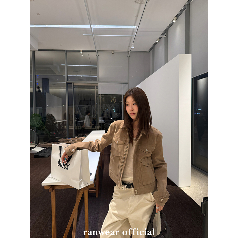 Ranwear "dujia! Manchester jacket" old money style suede jacket with lapel collar, casual short coat.