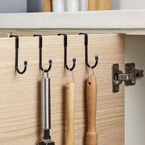 Stainless steel double S-shaped hook 304 punch-free door back clothes hook kitchen bathroom multi-functional cabinet door back S hook