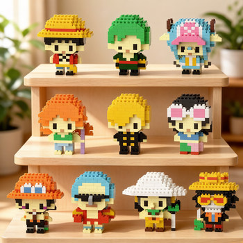 One piece family small particle building blocks children's educational micro assembly toys anime luffy doll ornaments boy gift